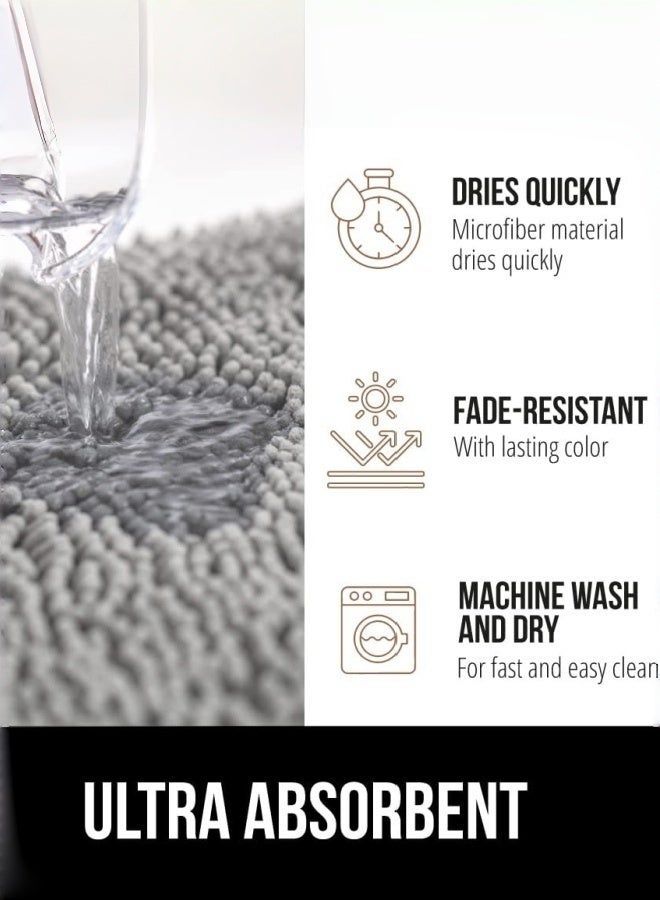 شو وو سجاد الحمام – حصيرة حمام قابلة للامتصاص والغسل، ضد الانزلاق، سجاد حمام سميك وناعم من الشنيل لأرضية الحمام، الدش، الحوض - (40*60 سم) - Image 3